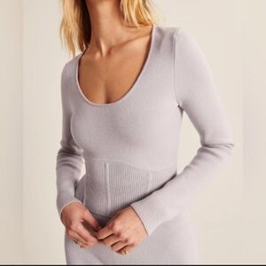 NWT Abercrombie & Fitch Ribbed Corset Long Sleeve Sweater in Lilac Size Large